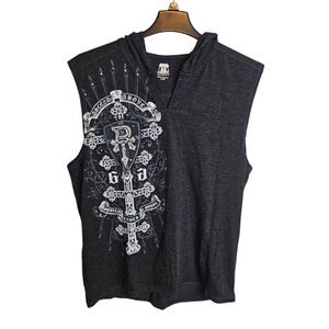 Route‎ 66  Black With Cross Pullover Hoodie Size XL  Goth Affliction